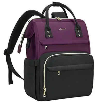 Produktbild von Laptop Rucksack Damen 15,6 Zoll Groß Schulrucksack Teenager Violett Schwarz Handgepäck 40x30x20