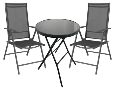 Image de ensemble de 3 pièces pour balcon Bistro Ensemble table + 2 chaises à hauts dossiers