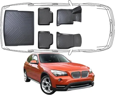 Produktbild von 3D Fußmatten & Kofferraumwanne Auto Set Kompatibel mit BMW X1 E84 2009 - 2015