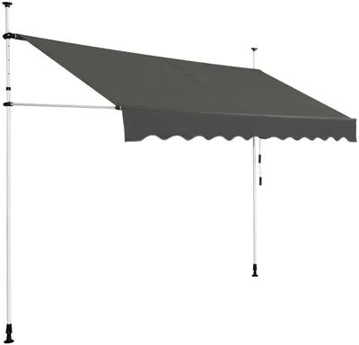 Produktbild von Klemmmarkisemit Handkurbel, Balkonmarkise, Sonnenschutz Markise, Gelenkarmmarkise, höhenverstellbar, für Terrasse Balkon Garten (Grau, 3 x 1.2m)