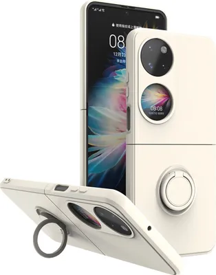 Produktbild von Huawei P50 Pocket Handyhülle, Ring Halter Ständer Kratzfeste Weiche Silikon schutzhülle für Huawei P50 Pocket Weiß