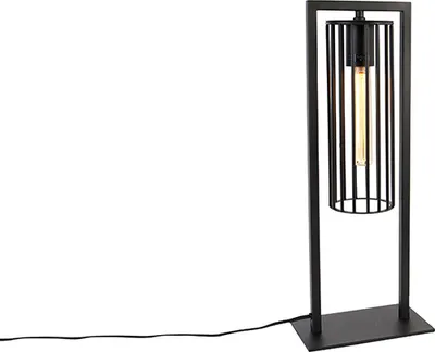 Produktbild von QAZQA - Moderne Tischlampe schwarz - Balenco Wazo I Wohnzimmer I Schlafzimmer - Stahl Länglich - LED geeignet E27