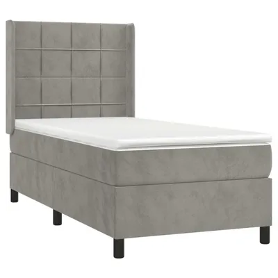 Produktbild von vidaXL Boxspringbett mit Matratze Hellgrau 100x200 cm Samt