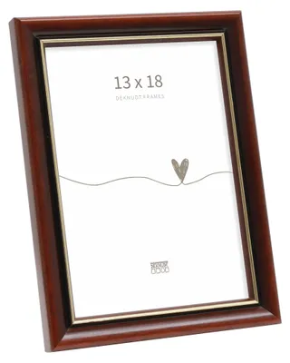 Fotolijst aus Holz, braun mit Goldrand, 13x18 cm, Tisch-/Wandmontage