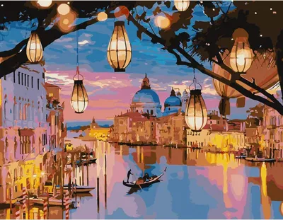 Produktbild von Malen Sie die Nacht von Venedig, eine romantische Stadt. 40 x 50 cm. Geeignet für Erwachsene und Anfänger. Malset für Erwachsene mit Pinseln