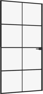 Zdjęcie produktu dla vidaXL Drzwi wewnętrzne czarne 102x201,5 cm szkło hartowane i aluminium slim