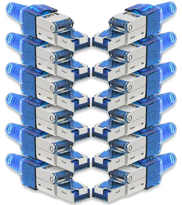Produktbild von 12x Netzwerk Stecker CAT 7 Werkzeuglos RJ45 CAT7 Netzwerkstecker Netzwerkkabel