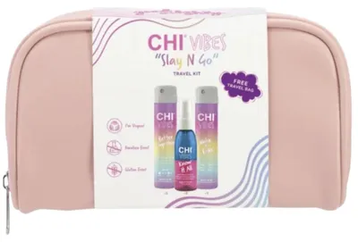 Produktbild von CHI Vibes Reise-Set mit Hitzeschutz: 2x Know It All Multitasking Hair Protector, 1x Wake + Fake Soothing Dry Shampoo, 57 ml