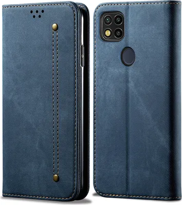 Image de Etui Redmi 10A, Etui portefeuille en cuir avec fermeture magnétique et support pour Xiaomi Redmi 10A bleu