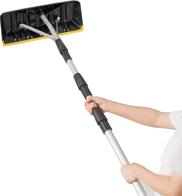 Produktbild von GOPLUS Schneeschieber Dach, Einstellbereich 200-630cm, Schneeschaufel mit Antihaftklinge & Rutschfester Griff, Schneeräumer für Hausdach Fahrzeug Schnee Blätter