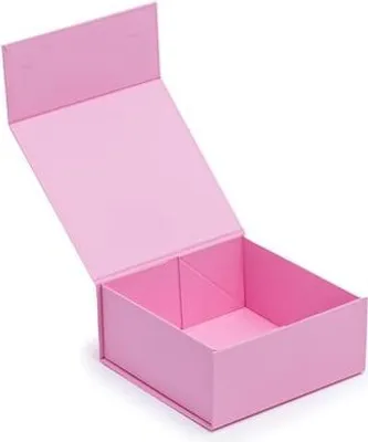 Obrázek produktu pro Magnetická dárková krabička růžová 200 x 200 x 90 mm Čtvercová dárková krabička
