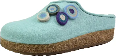 Produktbild von Haflinger Damen Hausschuh Pantoffel Wollfilz Applikation Grizzly Kanon 731023, Größe:42 EU, Farbe:Grün