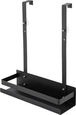 Image de Étagère de douche noir étagère de douche sans percer panier de douche étagère murale acier carbone pour salle de bain