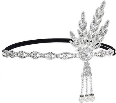 Kristall Haarband im Gatsby-Stil mit Perlen und Strass, Festzubehör für Damen und Mädchen.