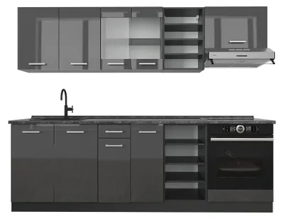 Obrázek produktu pro Kuchyňský kout Vicco R-Line Antracit vysoký lesk/antracit 240 cm , PD Antracit, Model 53896