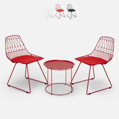 Produktbild von Set Tisch und 2 Stühle für Haus Bar Garten im Innen- und Außenbereich Etzy - Rot