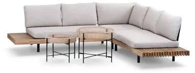 Produktbild von Ecklounge-Set Lissabon 4-teilig | Sand | Inkl. 2 Aiko Natural Beistelltische