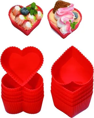 Produktbild von Silikon-Muffin-Set mit herzförmigen Cupcakes