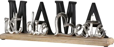Produktbild von Gilde Schriftzug, "MAMA ist die Beste", Schriftzug, Aluminium, Mangoholz, schwarz, silberfarben, , L. 6 cm, B. 38 cm, H. 13 cm  53342