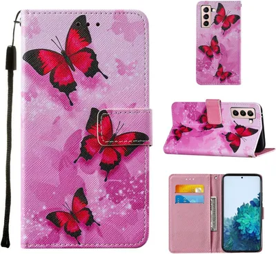 Produktbild von König Design Hülle kompatibel mit Samsung Galaxy S21 Kunstleder Handyhülle - Handy Case Rosa
