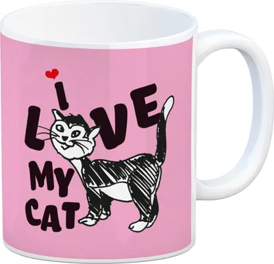 Produktbild von Ich liebe meine Katze Kaffeebecher mit Katzen Motiv und Rosa Hintergrund
