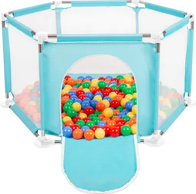 Produktbild von Selonis Sechseckiger Laufstall 200 Bälle ∅6cm Spielplatz Mit Bunten Bällen Laufgitter Für Babys Und Kinder