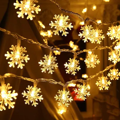 Schneeflocken-Lichterkette, 6 m, 40 LEDs, batteriebetrieben