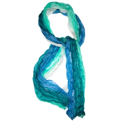 Produktbild von Knitterschal Halstuch Schal XXL türkis weiss Farbverlauf Seide 180x90cm