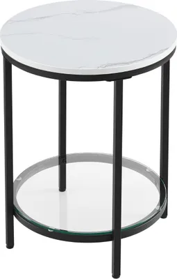 Produktbild von Songmics Beistelltisch mit 2 Ebenen marmorweiss