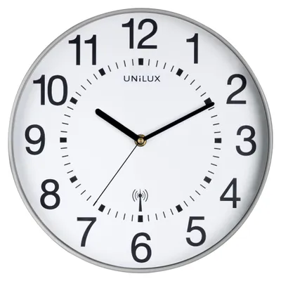Immagine prodotto di UNiLUX 400094562 Orologio da parete WAVE - Ø 30 cm, orologio da parete radiocomandato, grigio metallo