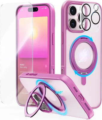 Produktbild von JUESHITUO 360° Magie Stand Hülle iPhone 16 Pro Max MagSafe Pink
