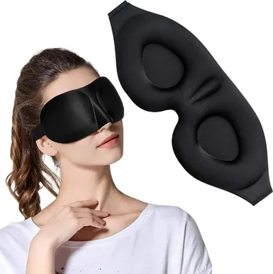 Obrázek produktu pro Maska na spaní 3D páska na oči pro relaxaci při spánku - černé náplasti na oči Nastavitelná páska na oči pro cestování