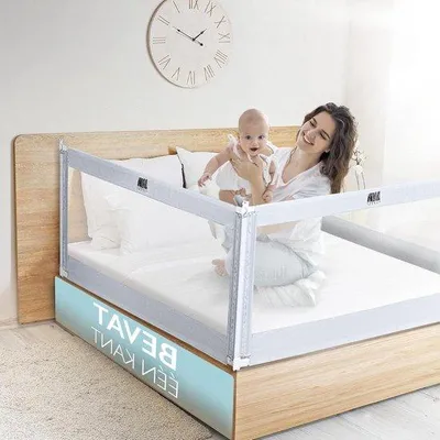 Image de Barrière de sécurité 180 x 80 cm - Barrière réglable en hauteur pour lit d'enfant et lit octogonal - Barrière simple face