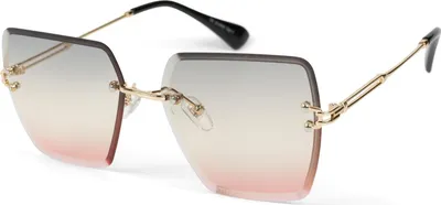 Produktbild von styleBREAKER Damen Sonnenbrille ohne Rahmen mit eckigen Polycarbonat Gläsern und Diamantschliff | UV400 Verlaufstönung | Metallbügel verstellbare Nasenpads