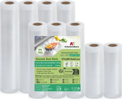 9 Vakuumbeutelrollen, 27 m, BPA-frei, für Vakuumierer, Sous-vide