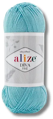 Obrázok produktu pre Alize 1x 100g priadze Diva Fine, univerzálna, vhodná na háčkovanie a pletenie (farba: mintová zelená - 376)