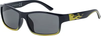 Produktbild von Jungen Mädchen Kinder Sonnen Brille Designer Modern mit Flammen Motiv 30555 Schwarz-Gelb