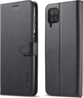 Produktbild von Samsung Galaxy A12 Hülle - LC.IMEEKE Luxus Klapphülle - Schwarz