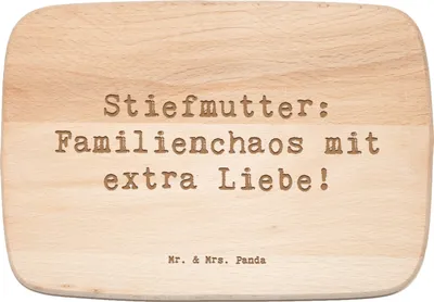 Produktbild von Mr. & Mrs. Panda Holz Frühstücksbrettchen Spruch Stiefmutter Liebe - Transparent - Geschenk, Familie Verwandte, jausenbrett, Küchenbrett, Schneidebrett, Stiefkind