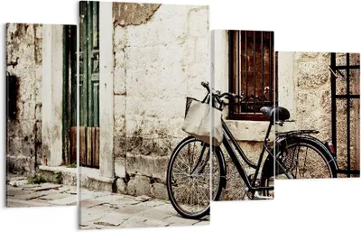 Produktbild von Bild auf Leinwand - Leinwandbild - Straße Fahrrad Stadt Ruinen - 120x70cm - Wand Bild - Wanddeko - Leinwanddruck - Bilder - Kunstdruck - Wanddekoration - Leinwand bilder - Wandkunst - DL120x70-2667