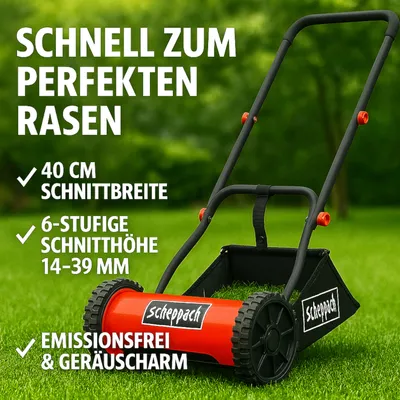 Produktbild von Scheppach SPM400-Pro Spindelmäher Rasenmäher Handrasenmäher 40cm Schnitt leise