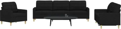 Produktbild von ZMH 3-tlg. Sofagarnitur Schwarz Stoff