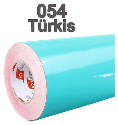 Produktbild von (5,60€/m²) Oracal® Möbelfolie 054 Türkis Glanz 31,5 cm Breite Laufmeterware selbstklebende Folie Plotterfolie Klebe Folie Oracal 621 Küchenfolie