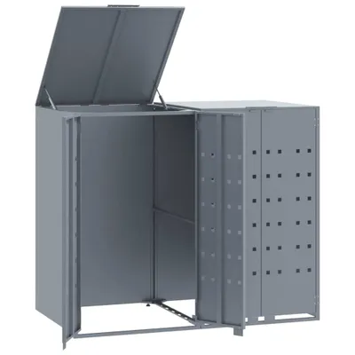 Immagine prodotto di Copribidone con Ruote per 2 Bidoni Grigio 138x79x117cm Acciaio
