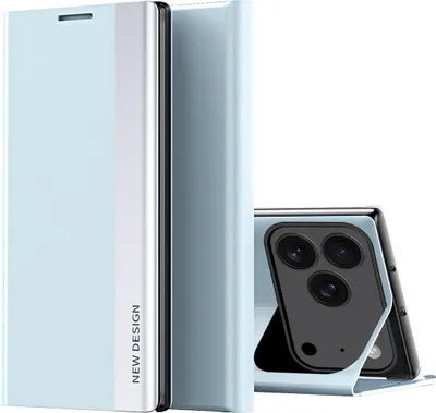 Image de Étui pour iPhone 17 Pro Étui magnétique en cuirPolyuréthaneavec fonction de support Bleu