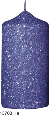 Produktbild von Glamour Glitter Stumpenkerzen lila, 120 x 60 mm, 4er Set