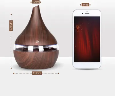 Immagine prodotto di Diffusore elettrico USB da 300 ml con aroma, umidificatore in legno, olio essenziale, aromaterapia, generatore di nebbia fredda per l'ufficio domestico