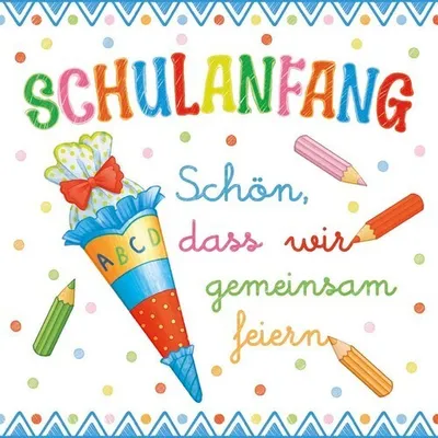 Produktbild von 20 Servietten Schulanfang gemeinsam blau 33x33cm
