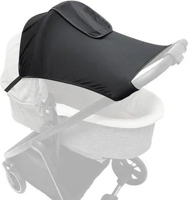 Productafbeelding van Zonnescherm voor kinderwagen - Zonnescherm voor kinderwagens en buggy's - UV-bescherming - Met kijkvenster - Waterafstotend - Verstelbaar - Zwart