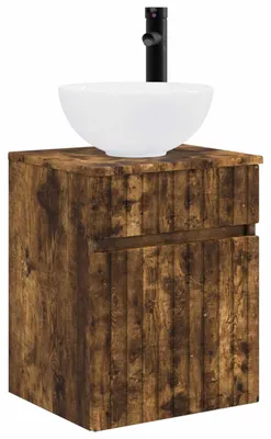 Image de Meuble de lavabo mural Chêne fumé 39 x 35 x 63 cm